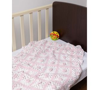 bebe κουβερτάκι (75cm x 100cm ) πλεκτό ροζ/λευκό 6978000000975 SilkFashion |  Βρεφικά Παπλώματα στο espiti