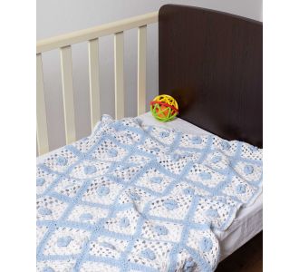 bebe κουβερτάκι (100cm x 150cm ) πλεκτό σιέλ/λευκό 6978000000978 SilkFashion |  Βρεφικά Παπλώματα στο espiti