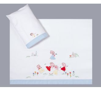 bebe σεντόνι (85cm x 135cm + 26cm x 40cm) σιέλ 6978000000987 SilkFashion |  Βρεφικά Σεντόνια στο espiti