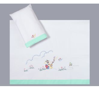 bebe σεντόνι (85cm x 135cm + 26cm x 40cm) πράσινο 6978000000988 SilkFashion |  Βρεφικά Σεντόνια στο espiti