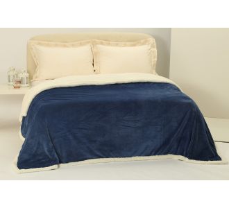 κουβέρτα fleece με sherpa (220cm x 240cm) μπλέ 6978000001003 SilkFashion |  Κουβέρτες fleece Υπέρδιπλες στο espiti