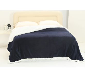 κουβέρτα fleece με sherpa (220cm x 240cm) pineapple μπλέ 6978000001015 SilkFashion |  Κουβέρτες fleece Υπέρδιπλες στο espiti