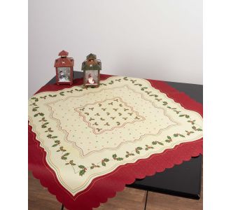 χριστουγεννιάτικο καρέ (90cm x 90cm) γκι 6978000001300 SilkFashion |  Χριστουγεννιάτικα Τραπεζομάντηλα  στο espiti