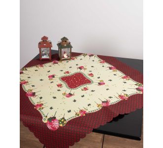 χριστουγεννιάτικο καρέ (90cm x 90cm) μπάλλες 6978000001304 SilkFashion |  Χριστουγεννιάτικα Τραπεζομάντηλα  στο espiti