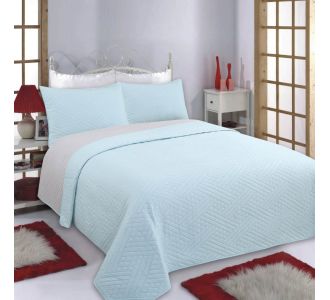 ΚΟΥΒΕΡΛΙ σετ (240cm x 260cm + 2 x 50cm x 70cm) DIAMOND σιέλ/ανοιχτό γκρί 5206978073823 SilkFashion |  Κουβερλί Υπέρδιπλα στο espiti