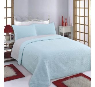 ΚΟΥΒΕΡΛΙ σετ (220cm x 240cm + 2 x 50cm x 70cm) LINES skyblue/grey 5206978073847 SilkFashion |  Κουβερλί Υπέρδιπλα στο espiti