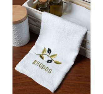 Πετσέτα Σώματος ( 100cm x 150cm ) Λευκό με Κλαδί ΡΟΔΟΣ 5206978161247 SilkFashion |  Πετσέτες Κουζίνας στο espiti
