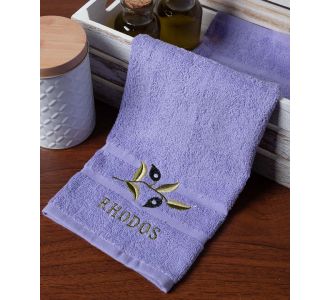 Πετσέτα Προσώπου ( 50cm x 100cm ) Μωβ με Κλαδί ΡΟΔΟΣ 5206978161384 SilkFashion |  Πετσέτες Κουζίνας στο espiti