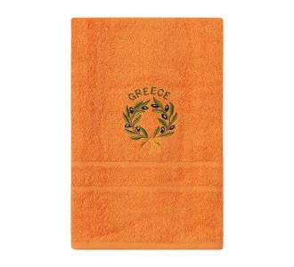 Πετσέτα Σώματος ( 70cm x 140cm ) Πορτοκαλί με Στεφάνι GREECE 5206978160899 SilkFashion |  Πετσέτες Κουζίνας στο espiti