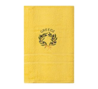 Πετσέτα Σώματος ( 70cm x 140cm ) Κίτρινο με Στεφάνι GREECE 5206978160905 SilkFashion |  Πετσέτες Κουζίνας στο espiti