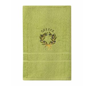 Πετσέτα Σώματος ( 70cm x 140cm ) Πράσινο με Στεφάνι GREECE 5206978160912 SilkFashion |  Πετσέτες Κουζίνας στο espiti
