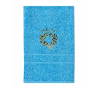 Πετσέτα Προσώπου ( 50cm x 100cm ) Σιέλ με Στεφάνι GREECE 5206978160974 SilkFashion |  Πετσέτες Κουζίνας στο espiti