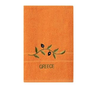 Πετσέτα Προσώπου ( 50cm x 100cm ) Πορτοκαλί με Κλαδί GREECE 5206978160998 SilkFashion |  Πετσέτες Κουζίνας στο espiti