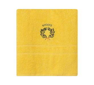 Πετσέτα Σώματος ( 70cm x 140cm ) Κίτρινο με Στεφάνι ΡΟΔΟΣ 5206978161308 SilkFashion |  Πετσέτες Κουζίνας στο espiti