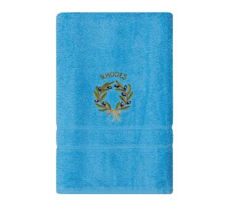 Πετσέτα Προσώπου ( 50cm x 100cm ) Σιέλ με Στεφάνι ΡΟΔΟΣ 5206978161407 SilkFashion |  Πετσέτες Κουζίνας στο espiti