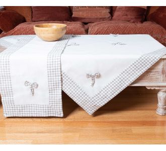 καρέ (90cm x 90cm) bow ivory/μπεζ 6978000001611 SilkFashion |  Τραπεζομάντηλα στο espiti