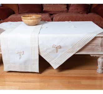 τραπεζομάντηλα (140cm x 180cm) bow ivory/καφέ 6978000001621 SilkFashion |  Τραπεζομάντηλα στο espiti