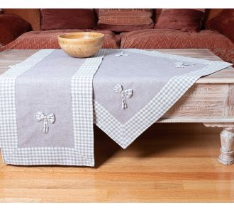 καρέ (90cm x 90cm) bow γκρι 6978000001630 SilkFashion |  Τραπεζομάντηλα στο espiti