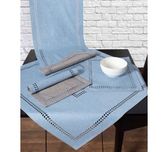 τραβέρσα (40cm x 120cm)  bg18 σιέλ/γκρι 5206978152559 SilkFashion |  Τραπεζομάντηλα στο espiti