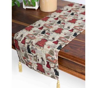 τραβέρσα  (35cm X 175cm)  γάτες 6978000002156 SilkFashion |  Τραπεζομάντηλα στο espiti