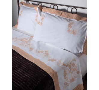 ΧΕΙΡΟΠΟΙΗΤΟ ΣΕΝΤΟΝΙ 644-1 ΤΡΙΩΝ ΤΕΜΑΧΙΩΝ (225CM X 270CM) ΚΑΦΕ 6978000002690 SilkFashion |  Νυφικά Σεντόνια στο espiti