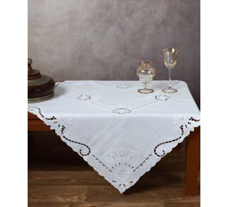 Χειροποίητο καρέ 461 (90cm x 90cm) λευκό 6978000002803 SilkFashion |  Τραπεζομάντηλα στο espiti