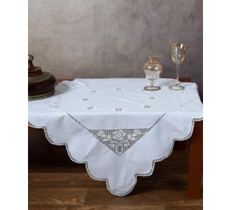 Καρέ με πλεκτό 1155 (90cm x 90cm) λευκό 6978000002839 SilkFashion |  Τραβέρσες  στο espiti