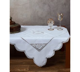 Καρέ με πλεκτό 1153 (90cm x 90cm) λευκό 6978000002840 SilkFashion |  Τραβέρσες  στο espiti