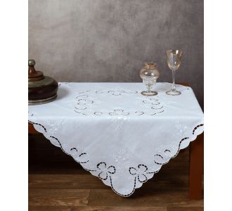 Χειροποίητο κοφτό καρέ 604 (90cm x 90cm) λευκό 6978000002843 SilkFashion |  Τραπεζομάντηλα στο espiti