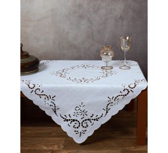 Χειροποίητο κοφτό καρέ ng542 (90cm x 90cm) λευκό 6978000002846 SilkFashion |  Τραπεζομάντηλα στο espiti