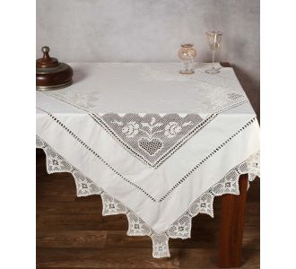 Χειροποίητο τραπεζομάντηλο 1460 (140cm x 180cm) μπέζ 6978000002933 SilkFashion |  Τραβέρσες  στο espiti