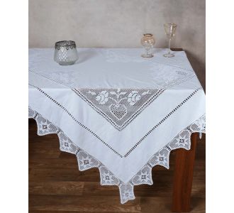 Χειροποίητο τραπεζομάντηλο 1460 (170cm x 220cm) λευκό 6978000002940 SilkFashion |  Τραβέρσες  στο espiti