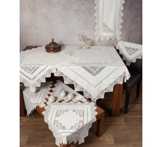 Χειροποίητο τραπεζομάντηλο 2540 (170cm x 350cm) μπέζ 6978000002948 SilkFashion |  Τραβέρσες  στο espiti