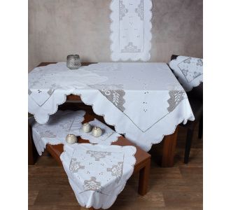 Πλεκτό με ύφασμα σετ 7 τεμαχίων 2315 (140cm x 140cm/90cm x 90cm/50cm x 150cm/60cm x 60cm x 2/40cm x 40cm x 2) λευκό 6978000002968 SilkFashion |  Τραβέρσες  στο espiti