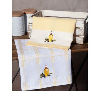 Σετ 2 τεμαχίων ποτηρόπανα (50cm x 70cm) μπουκάλι κίτρινο 6978000002986 SilkFashion |  Πετσέτες Κουζίνας στο espiti