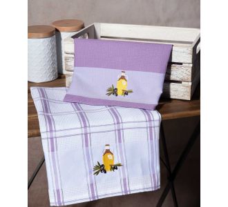 Σετ 2 τεμαχίων ποτηρόπανα (50cm x 70cm) μπουκάλι λιλά 6978000002987 SilkFashion |  Πετσέτες Κουζίνας στο espiti