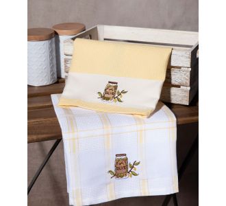 Σετ 2 τεμαχίων ποτηρόπανα (50cm x 70cm) βάζο κίτρινο 6978000002989 SilkFashion |  Πετσέτες Κουζίνας στο espiti