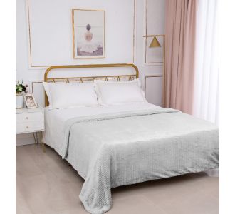 Κουβέρτα με sherpa damask (220cm x 240cm) light grey 5206978072024 SilkFashion |  Κουβέρτες fleece Υπέρδιπλες στο espiti