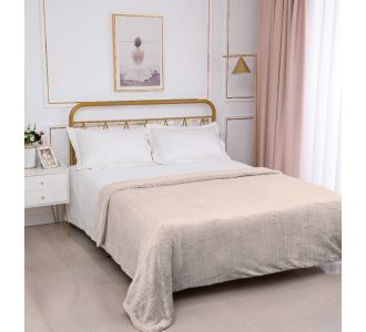 Κουβέρτα με sherpa damask (220cm x 240cm) camel 5206978072048 SilkFashion |  Κουβέρτες fleece Υπέρδιπλες στο espiti