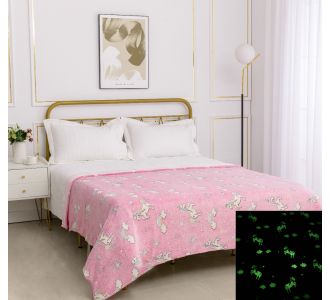 Παιδική φωσφοριζέ κουβέρτα unicorn (170cm x 220cm) ρόζ 5206978072277 SilkFashion |  Κουβέρτες fleece Υπέρδιπλες στο espiti