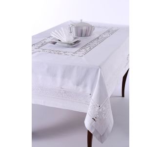 Χειροποίητο τραπεζομάντηλο 682 (170cm x 220cm) λευκό 6978000003049 SilkFashion |  Τραπεζομάντηλα στο espiti