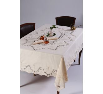 Χειροποίητο τραπεζομάντηλο 1285 (170cm x 170cm) μπέζ 6978000003095 SilkFashion |  Τραπεζομάντηλα στο espiti