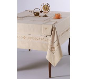 Χειροποίητο τραπεζομάντηλο 5013 (170cm x 220cm) λαδί 6978000003100 SilkFashion |  Τραπεζομάντηλα στο espiti