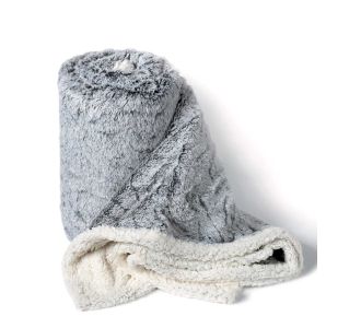 κουβέρτα fleece με sherpa (170cm x 220cm) animal γκρί 6978000003217 SilkFashion |  Κουβέρτες fleece Υπέρδιπλες στο espiti