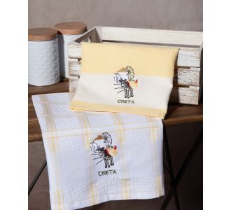 Σετ 2 τεμαχίων ποτηρόπανα (50cm x 70cm) ανεμόμυλος κίτρινο CRETA 6978000003270 SilkFashion |  Πετσέτες Κουζίνας στο espiti
