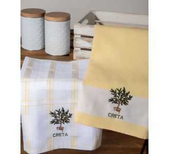 Σετ 2 τεμαχίων ποτηρόπανα (50cm x 70cm) γλάστρα κίτρινο CRETA 6978000003271 SilkFashion |  Πετσέτες Κουζίνας στο espiti