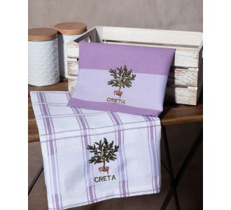 Σετ 2 τεμαχίων ποτηρόπανα (50cm x 70cm) γλάστρα λιλά CRETA 6978000003276 SilkFashion |  Πετσέτες Κουζίνας στο espiti