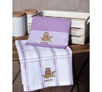 Σετ 2 τεμαχίων ποτηρόπανα (50cm x 70cm) βάζο λιλά GREECE 6978000003344 SilkFashion |  Πετσέτες Κουζίνας στο espiti