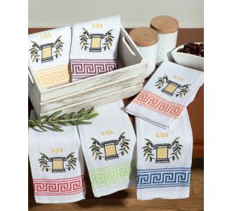 Σετ 12 τεμαχίων ποτηρόπανα (45cm x 65cm) κίωνας  KOS 6978000003357 SilkFashion |  Πετσέτες Κουζίνας στο espiti