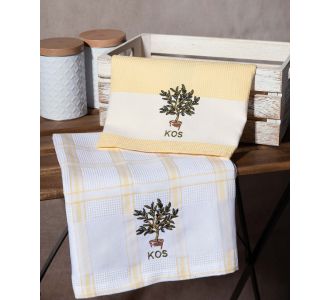 Σετ 2 τεμαχίων ποτηρόπανα (50cm x 70cm) γλάστρα κίτρινο KOS 6978000003359 SilkFashion |  Πετσέτες Κουζίνας στο espiti